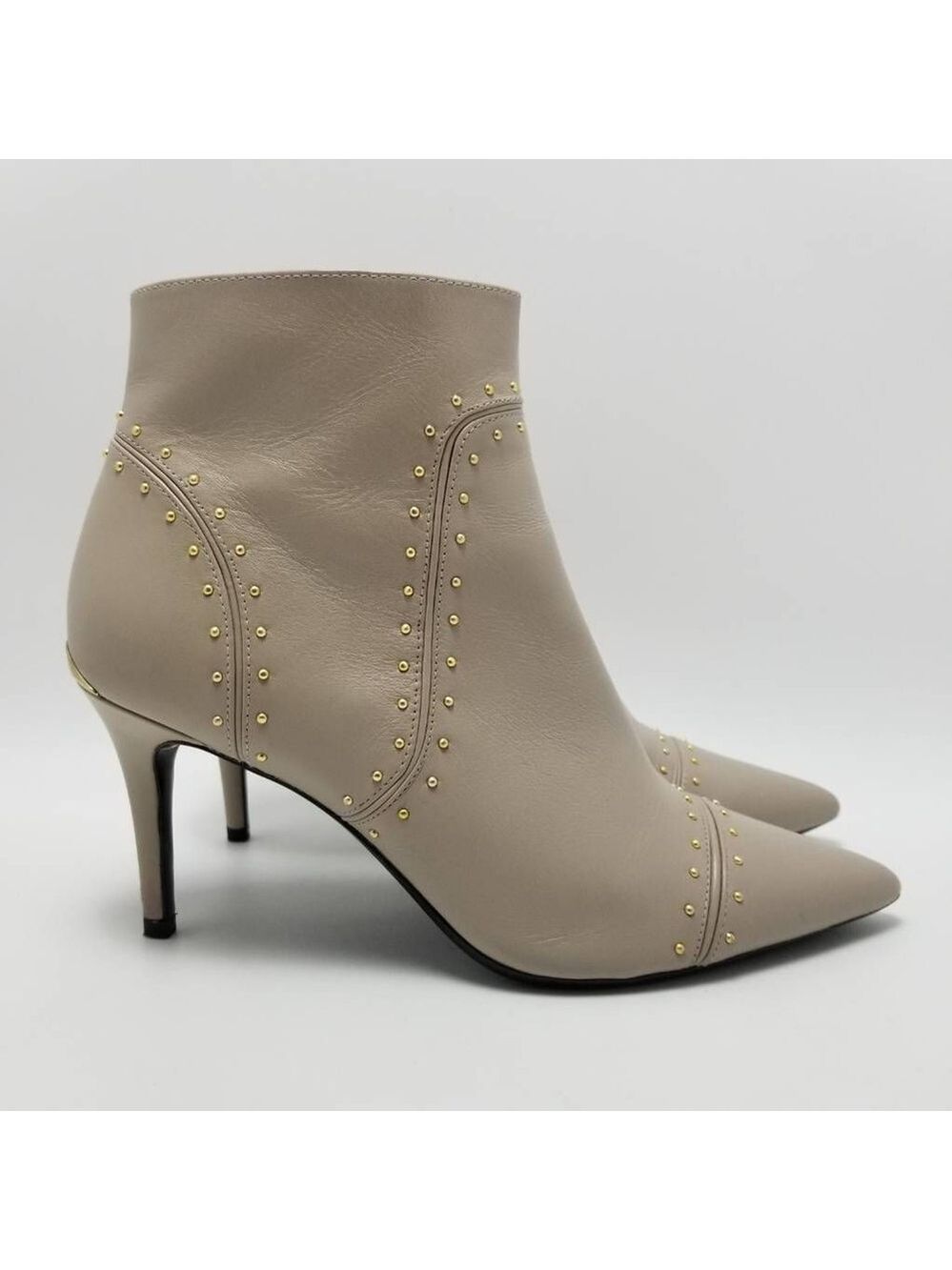 Calvin Klein Womens Grazia Ankle Boots Booties Beige Studded Pointed Toe 9.5